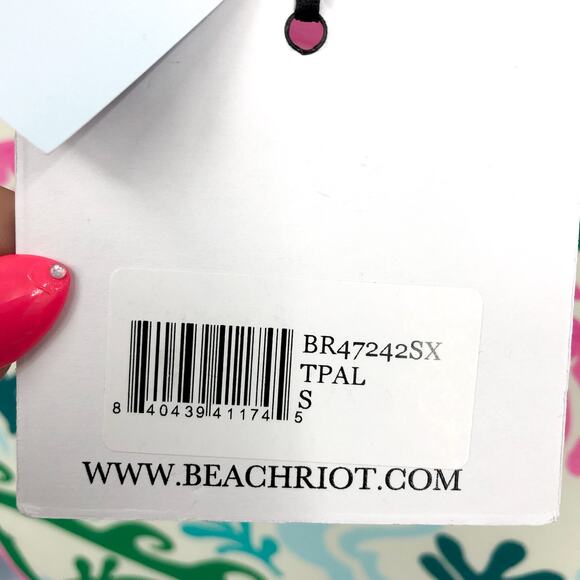 BEACH RIOT Women's Shona One Piece Swimsuit Small White Tropical Palm Print NWT - Picture 14 of 15